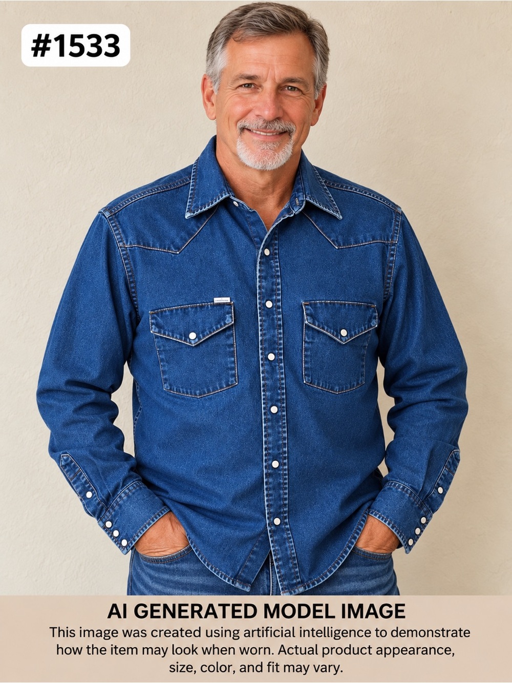 Carhartt Men's Relaxed Western Snap button down Denim Shirt - Blue